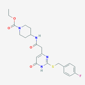Ethyl 4-(2-(2-((4-fluorobenzyl)thio)-6-oxo-1,6-dihydropyrimidin-4-yl)acetamido)piperidine-1-carboxylate