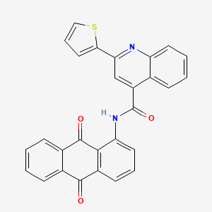 molecular formula C28H16N2O3S B2354553 N-(9,10-dioxo-9,10-dihydroanthracen-1-yl)-2-(thiophen-2-yl)quinoline-4-carboxamide CAS No. 307326-99-4