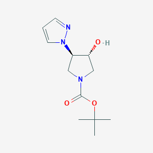 molecular formula C12H19N3O3 B2354570 Tert-butyl (3R,4R)-3-hydroxy-4-pyrazol-1-ylpyrrolidine-1-carboxylate CAS No. 2277478-17-6