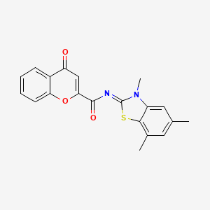4-oxo-N-(3,5,7-trimethyl-1,3-benzothiazol-2-ylidene)chromene-2-carboxamide