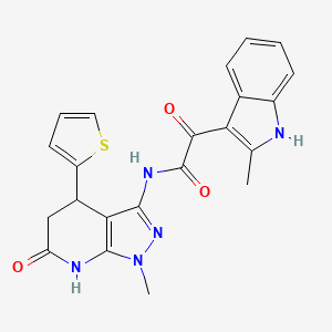 2-(2-methyl-1H-indol-3-yl)-N-(1-methyl-6-oxo-4-(thiophen-2-yl)-4,5,6,7-tetrahydro-1H-pyrazolo[3,4-b]pyridin-3-yl)-2-oxoacetamide