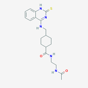 N-(2-acetamidoethyl)-4-[[(2-sulfanylidene-1H-quinazolin-4-yl)amino]methyl]cyclohexane-1-carboxamide