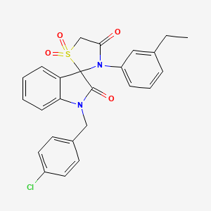 molecular formula C25H21ClN2O4S B2354614 1-[(4-chlorophenyl)methyl]-3'-(3-ethylphenyl)-1,2-dihydrospiro[indole-3,2'-[1lambda6,3]thiazolidine]-1',1',2,4'-tetrone CAS No. 894875-02-6