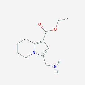 molecular formula C12H18N2O2 B2354639 Ethyl 3-(aminomethyl)-5,6,7,8-tetrahydroindolizine-1-carboxylate CAS No. 2248300-67-4