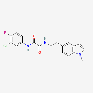 molecular formula C19H17ClFN3O2 B2354653 N1-(3-chloro-4-fluorophenyl)-N2-(2-(1-methyl-1H-indol-5-yl)ethyl)oxalamide CAS No. 2034202-12-3