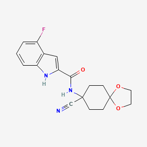 molecular formula C18H18FN3O3 B2354657 N-{8-cyano-1,4-dioxaspiro[4.5]decan-8-yl}-4-fluoro-1H-indole-2-carboxamide CAS No. 1333865-91-0