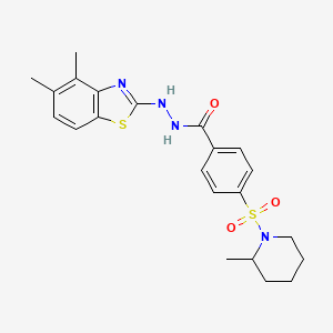 molecular formula C22H26N4O3S2 B2354667 N'-(4,5-dimethylbenzo[d]thiazol-2-yl)-4-((2-methylpiperidin-1-yl)sulfonyl)benzohydrazide CAS No. 851980-62-6