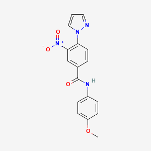 molecular formula C17H14N4O4 B2354670 N-(4-methoxyphenyl)-3-nitro-4-(1H-pyrazol-1-yl)benzenecarboxamide CAS No. 321534-61-6