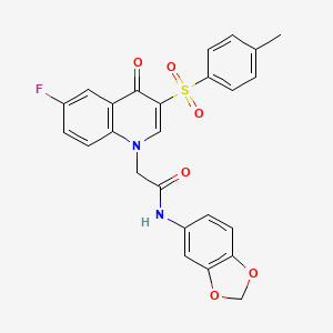 molecular formula C25H19FN2O6S B2354710 N-(benzo[d][1,3]dioxol-5-yl)-2-(6-fluoro-4-oxo-3-tosylquinolin-1(4H)-yl)acetamide CAS No. 902278-76-6