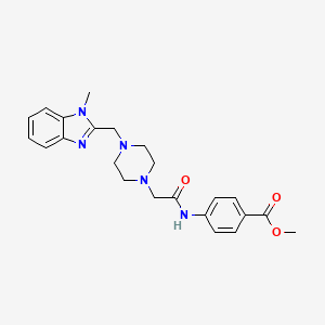 molecular formula C23H27N5O3 B2354728 methyl 4-(2-(4-((1-methyl-1H-benzo[d]imidazol-2-yl)methyl)piperazin-1-yl)acetamido)benzoate CAS No. 1171611-70-3