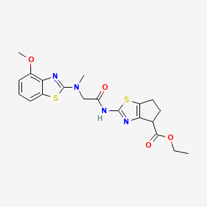 molecular formula C20H22N4O4S2 B2354757 ethyl 2-(2-((4-methoxybenzo[d]thiazol-2-yl)(methyl)amino)acetamido)-5,6-dihydro-4H-cyclopenta[d]thiazole-4-carboxylate CAS No. 1351646-82-6