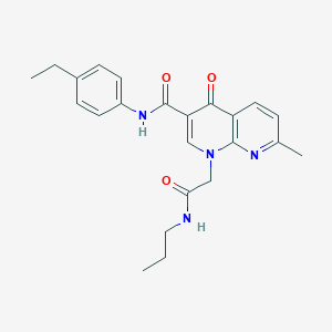 molecular formula C23H26N4O3 B2354766 N-(4-ethylphenyl)-7-methyl-4-oxo-1-(2-oxo-2-(propylamino)ethyl)-1,4-dihydro-1,8-naphthyridine-3-carboxamide CAS No. 1251569-59-1
