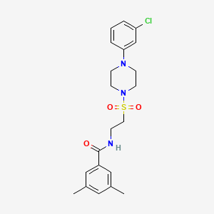 molecular formula C21H26ClN3O3S B2354869 N-(2-((4-(3-chlorophenyl)piperazin-1-yl)sulfonyl)ethyl)-3,5-dimethylbenzamide CAS No. 897612-89-4