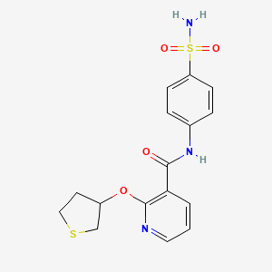 molecular formula C16H17N3O4S2 B2354889 N-(4-sulfamoylphenyl)-2-(thiolan-3-yloxy)pyridine-3-carboxamide CAS No. 2034499-31-3