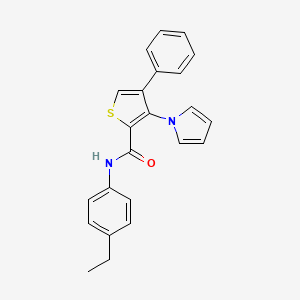 molecular formula C23H20N2OS B2354903 N-(4-ethylphenyl)-4-phenyl-3-(1H-pyrrol-1-yl)thiophene-2-carboxamide CAS No. 1185153-48-3