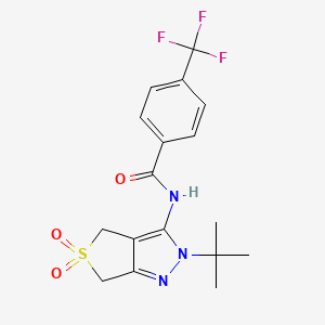 molecular formula C17H18F3N3O3S B2354963 N-(2-tert-butyl-5,5-dioxo-4,6-dihydrothieno[3,4-c]pyrazol-3-yl)-4-(trifluoromethyl)benzamide CAS No. 893923-72-3