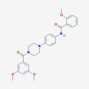 molecular formula C27H29N3O5 B235498 N-{4-[4-(3,5-dimethoxybenzoyl)-1-piperazinyl]phenyl}-2-methoxybenzamide 