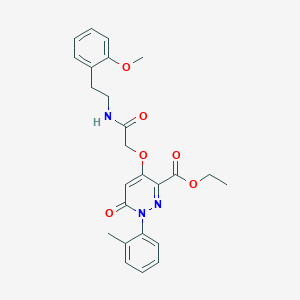 molecular formula C25H27N3O6 B2355005 Ethyl 4-(2-((2-methoxyphenethyl)amino)-2-oxoethoxy)-6-oxo-1-(o-tolyl)-1,6-dihydropyridazine-3-carboxylate CAS No. 899943-75-0