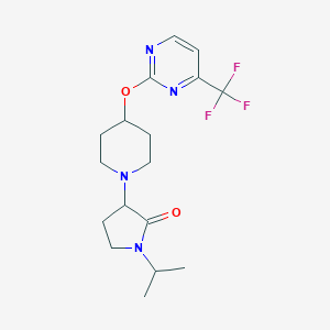 molecular formula C17H23F3N4O2 B2355072 1-Propan-2-yl-3-[4-[4-(trifluoromethyl)pyrimidin-2-yl]oxypiperidin-1-yl]pyrrolidin-2-one CAS No. 2379951-80-9