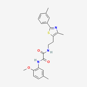 molecular formula C23H25N3O3S B2355083 N1-(2-methoxy-5-methylphenyl)-N2-(2-(4-methyl-2-(m-tolyl)thiazol-5-yl)ethyl)oxalamide CAS No. 894018-76-9