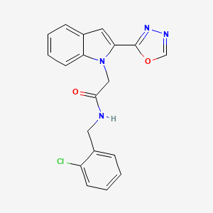 molecular formula C19H15ClN4O2 B2355084 2-(2-(1,3,4-oxadiazol-2-yl)-1H-indol-1-yl)-N-(2-chlorobenzyl)acetamide CAS No. 955546-24-4