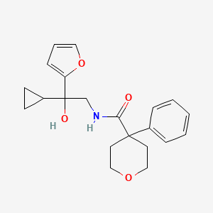 molecular formula C21H25NO4 B2355103 N-[2-cyclopropyl-2-(furan-2-yl)-2-hydroxyethyl]-4-phenyloxane-4-carboxamide CAS No. 1396884-10-8