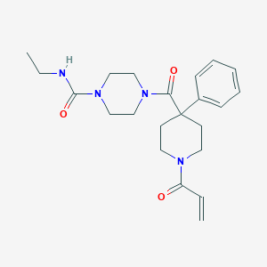 molecular formula C22H30N4O3 B2355107 N-Ethyl-4-(4-phenyl-1-prop-2-enoylpiperidine-4-carbonyl)piperazine-1-carboxamide CAS No. 2201770-64-9