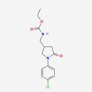 molecular formula C14H17ClN2O3 B2355110 Ethyl ((1-(4-chlorophenyl)-5-oxopyrrolidin-3-yl)methyl)carbamate CAS No. 954622-22-1