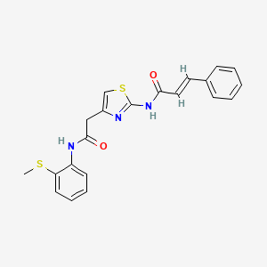 molecular formula C21H19N3O2S2 B2355111 N-(4-(2-((2-(methylthio)phenyl)amino)-2-oxoethyl)thiazol-2-yl)cinnamamide CAS No. 1005953-73-0