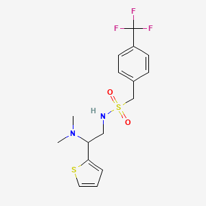 molecular formula C16H19F3N2O2S2 B2355120 N-(2-(dimethylamino)-2-(thiophen-2-yl)ethyl)-1-(4-(trifluoromethyl)phenyl)methanesulfonamide CAS No. 1396711-93-5