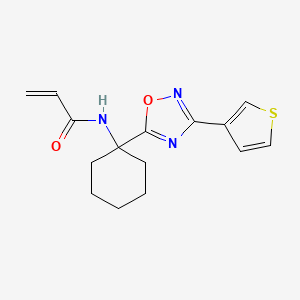 molecular formula C15H17N3O2S B2355145 N-{1-[3-(thiophen-3-yl)-1,2,4-oxadiazol-5-yl]cyclohexyl}prop-2-enamide CAS No. 2094881-28-2
