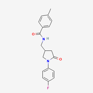 molecular formula C19H19FN2O2 B2355147 N-[[1-(4-fluorophenyl)-5-oxopyrrolidin-3-yl]methyl]-4-methylbenzamide CAS No. 955243-50-2