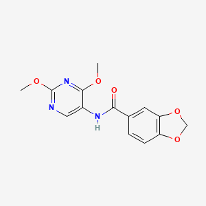 molecular formula C14H13N3O5 B2355151 N-(2,4-dimethoxypyrimidin-5-yl)benzo[d][1,3]dioxole-5-carboxamide CAS No. 1448037-82-8