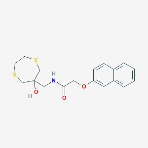 B2355160 N-[(6-Hydroxy-1,4-dithiepan-6-yl)methyl]-2-naphthalen-2-yloxyacetamide CAS No. 2415599-91-4