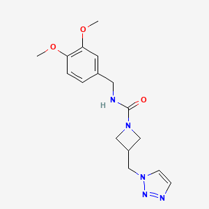 molecular formula C16H21N5O3 B2355227 N-[(3,4-Dimethoxyphenyl)methyl]-3-(triazol-1-ylmethyl)azetidine-1-carboxamide CAS No. 2320175-94-6