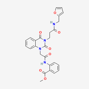 molecular formula C26H24N4O7 B2355249 Methyl 2-{2-[3-(2-{[(furan-2-yl)methyl]carbamoyl}ethyl)-2,4-dioxo-1,2,3,4-tetrahydroquinazolin-1-yl]acetamido}benzoate CAS No. 899909-87-6