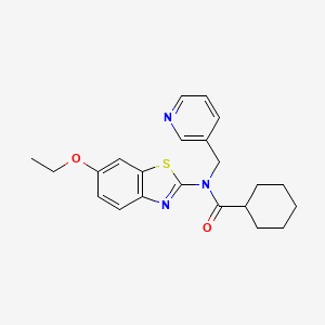 molecular formula C22H25N3O2S B2355252 N-(6-ethoxybenzo[d]thiazol-2-yl)-N-(pyridin-3-ylmethyl)cyclohexanecarboxamide CAS No. 895015-30-2