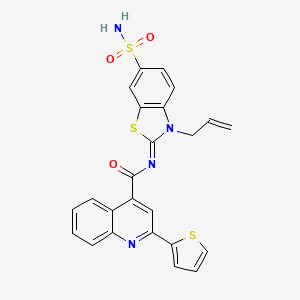 molecular formula C24H18N4O3S3 B2355267 N-[(2Z)-3-(prop-2-en-1-yl)-6-sulfamoyl-2,3-dihydro-1,3-benzothiazol-2-ylidene]-2-(thiophen-2-yl)quinoline-4-carboxamide CAS No. 1164493-26-8