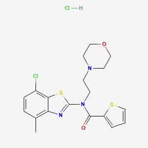 molecular formula C19H21Cl2N3O2S2 B2355269 N-(7-chloro-4-methylbenzo[d]thiazol-2-yl)-N-(2-morpholinoethyl)thiophene-2-carboxamide hydrochloride CAS No. 1215824-61-5
