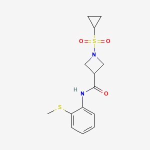 molecular formula C14H18N2O3S2 B2355271 1-(cyclopropylsulfonyl)-N-(2-(methylthio)phenyl)azetidine-3-carboxamide CAS No. 1428362-49-5