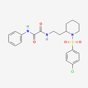 molecular formula C21H24ClN3O4S B2355301 N1-(2-(1-((4-chlorophenyl)sulfonyl)piperidin-2-yl)ethyl)-N2-phenyloxalamide CAS No. 898406-68-3
