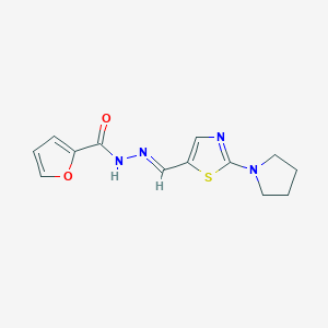 molecular formula C13H14N4O2S B2355381 N'-{(E)-[2-(1-pyrrolidinyl)-1,3-thiazol-5-yl]methylidene}-2-furohydrazide CAS No. 400081-36-9