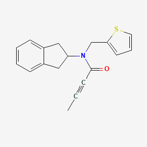 B2355408 N-(2,3-dihydro-1H-inden-2-yl)-N-[(thiophen-2-yl)methyl]but-2-ynamide CAS No. 2094190-51-7