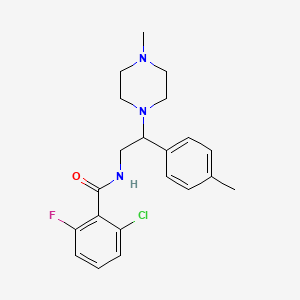 molecular formula C21H25ClFN3O B2355438 2-chloro-6-fluoro-N-[2-(4-methylphenyl)-2-(4-methylpiperazin-1-yl)ethyl]benzamide CAS No. 898448-96-9