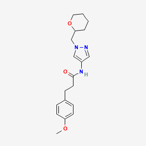 molecular formula C19H25N3O3 B2355464 3-(4-methoxyphenyl)-N-(1-((tetrahydro-2H-pyran-2-yl)methyl)-1H-pyrazol-4-yl)propanamide CAS No. 2034373-16-3