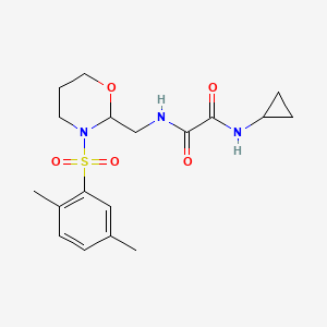 molecular formula C18H25N3O5S B2355470 N1-cyclopropyl-N2-((3-((2,5-dimethylphenyl)sulfonyl)-1,3-oxazinan-2-yl)methyl)oxalamide CAS No. 872724-57-7