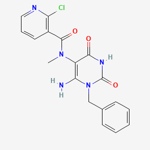 molecular formula C18H16ClN5O3 B2355475 N-(6-amino-1-benzyl-2,4-dioxo-1,2,3,4-tetrahydropyrimidin-5-yl)-2-chloro-N-methylpyridine-3-carboxamide CAS No. 1295788-69-0