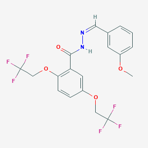 molecular formula C19H16F6N2O4 B2355489 N'-[(Z)-(3-methoxyphenyl)methylidene]-2,5-bis(2,2,2-trifluoroethoxy)benzenecarbohydrazide CAS No. 477864-04-3