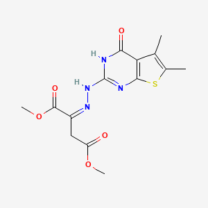 (Z)-dimethyl 2-(2-(5,6-dimethyl-4-oxo-3,4-dihydrothieno[2,3-d]pyrimidin-2-yl)hydrazono)succinate