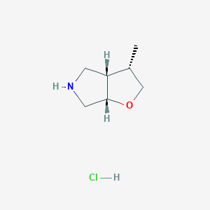 molecular formula C7H14ClNO B2355509 Racemic-(3S,3aS,6aS)-3-methylhexahydro-2H-furo[2,3-c]pyrrole hydrochloride CAS No. 2177267-25-1